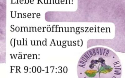 Sommer-Öffnungszeiten im Hofladen
